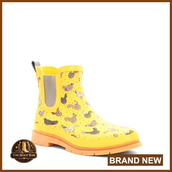 Waterproof Chelsea Ankle Rain Boot with Rubber Lug Outsole and Elastic Gore